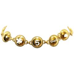 Chanel Gold Chain Belt With Cut Out Symbols and Words 6