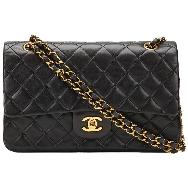 1995 Chanel Black Quilted Lambskin Vintage Medium Classic Double Flap Bag  at 1stDibs