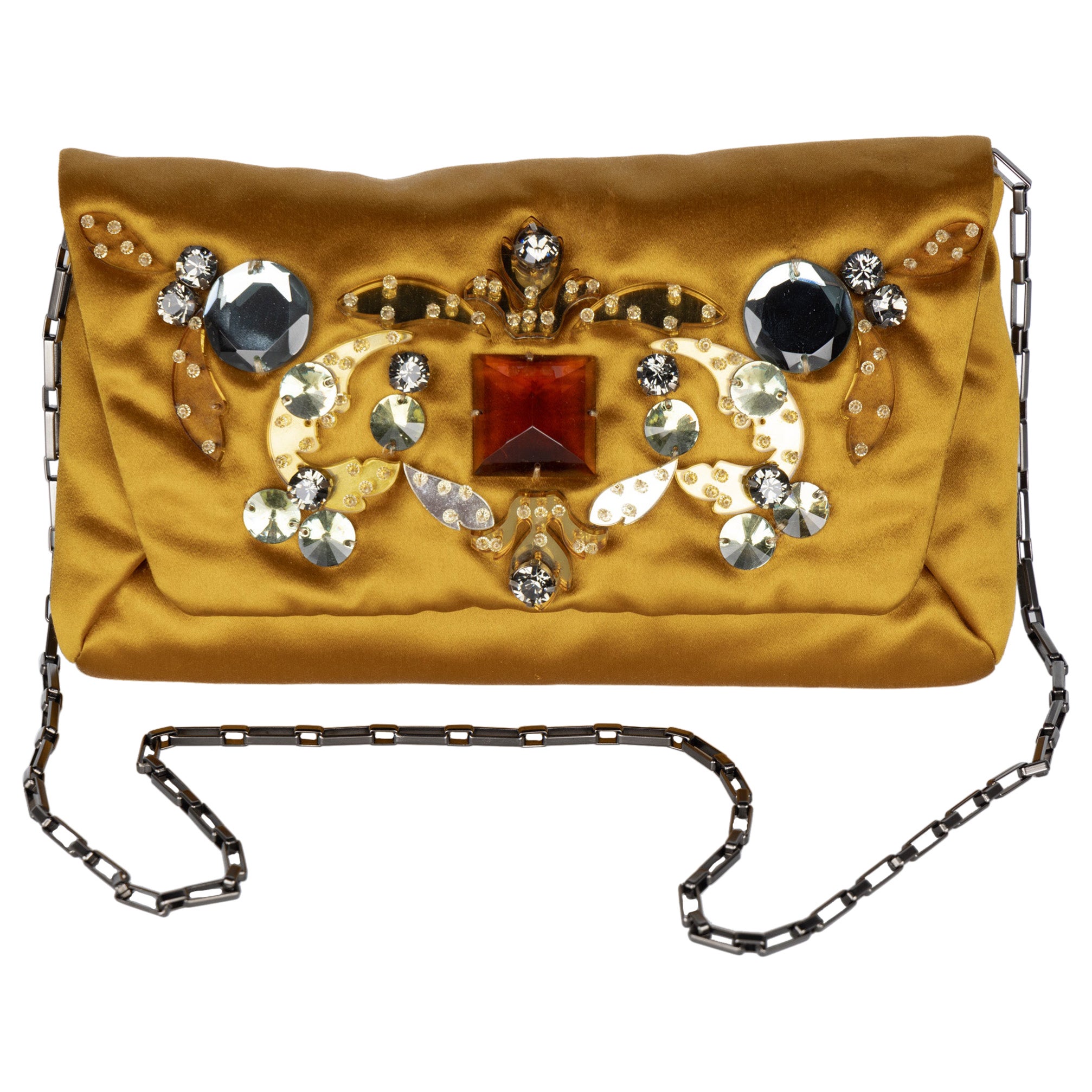 Lanvin Alber Elbaz Fall 2012 Satin Jewel Embellished Convertible Bag Clutch For Sale