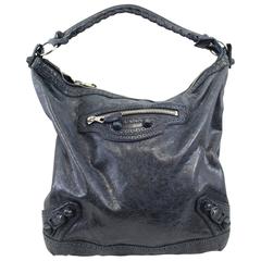 Balenciaga Day Shoulder Bag in Dark Blue Leather