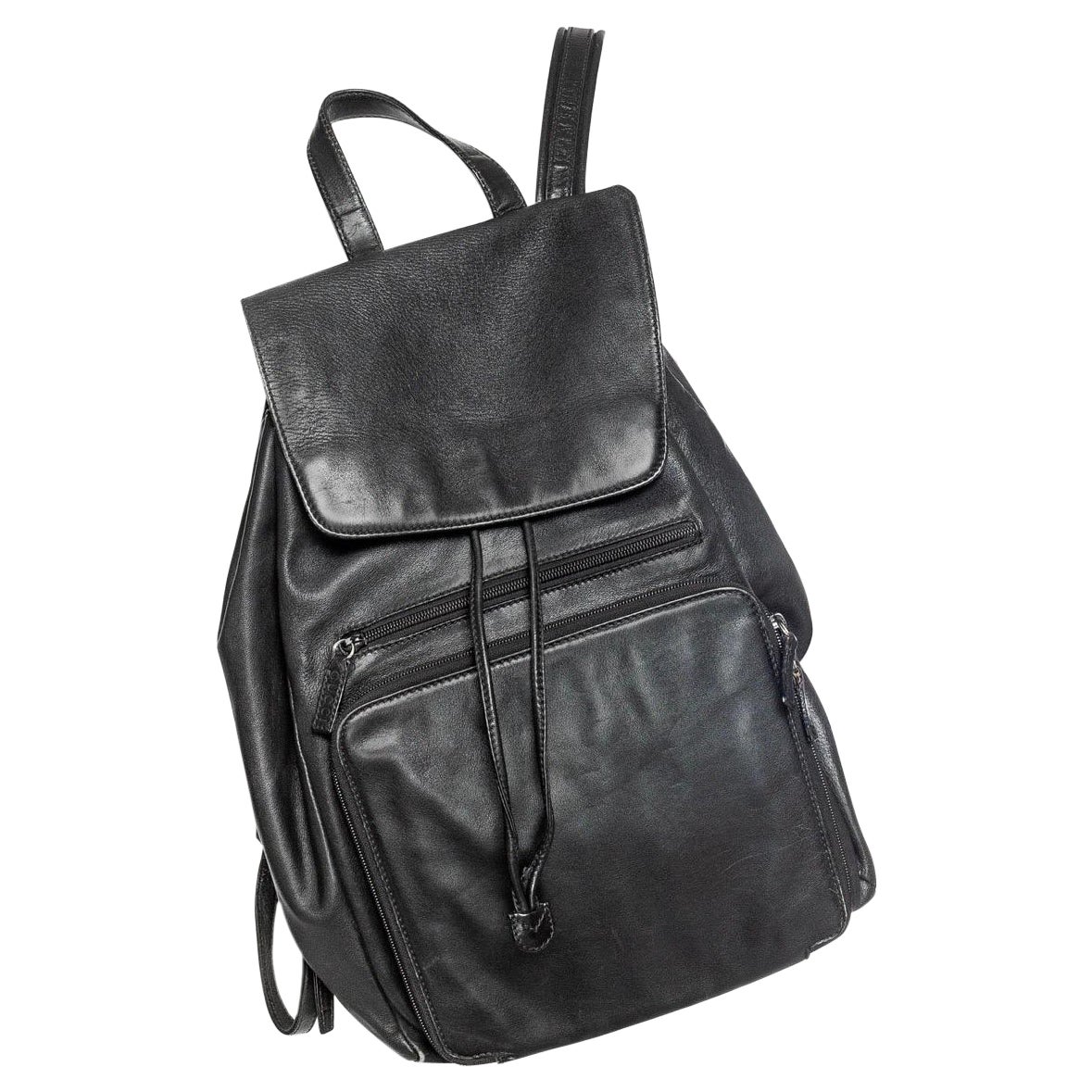 Gucci Vintage Black Leather Drawstring Backpack (Tom Ford) For Sale