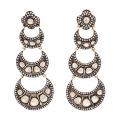 Indian Gold And Silver Spinel Chandelier Earrings