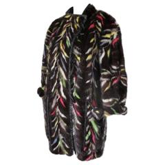 multi colored mink fur coat trimmed with leather 10