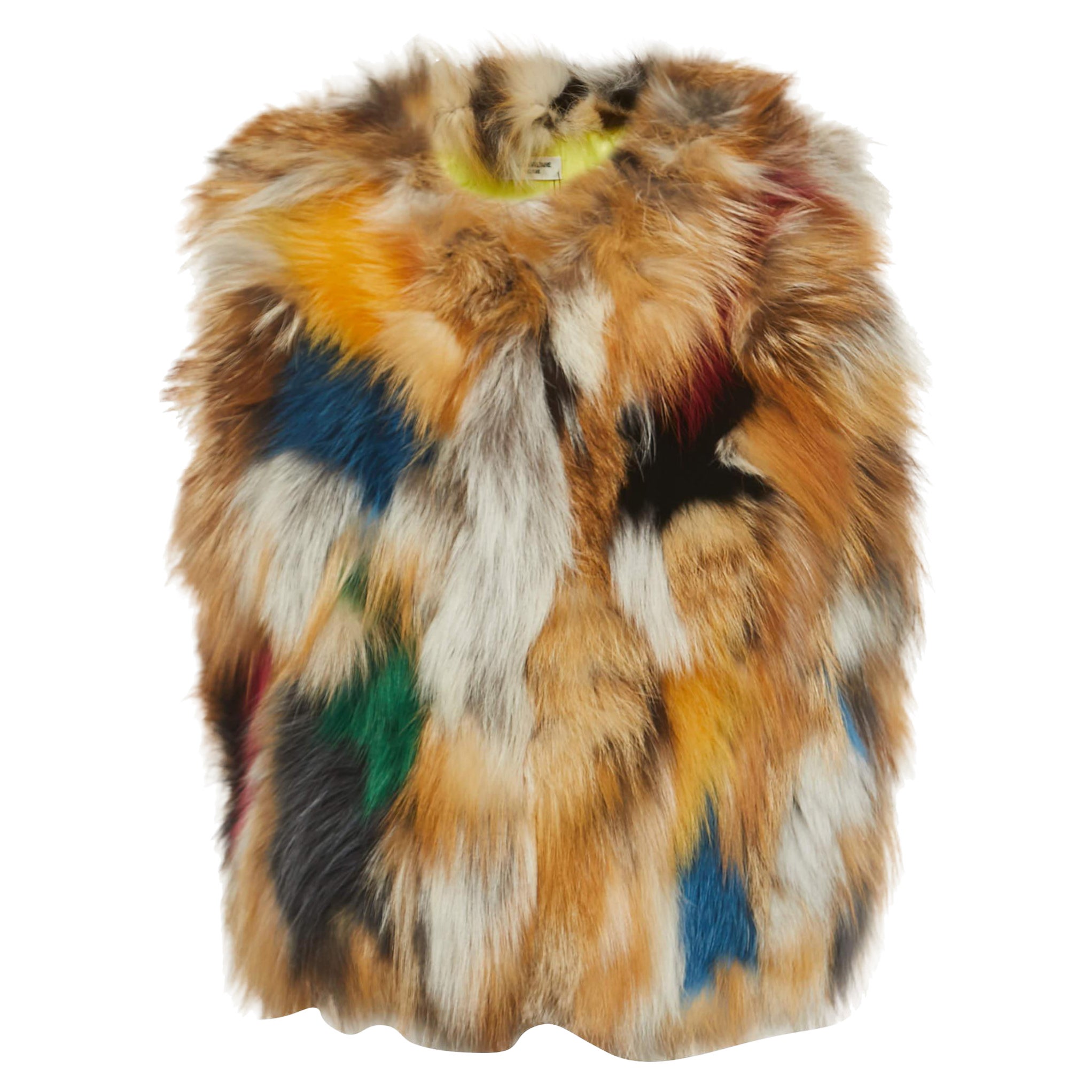 Zadig & Voltaire Multicolor Fur Sleeveless Cropped Jacket M For Sale