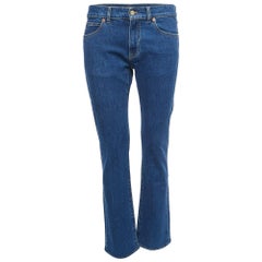 Valentino Blue Denim V Logo Pocket Detailed Straight Legged Jeans S Waist 27"
