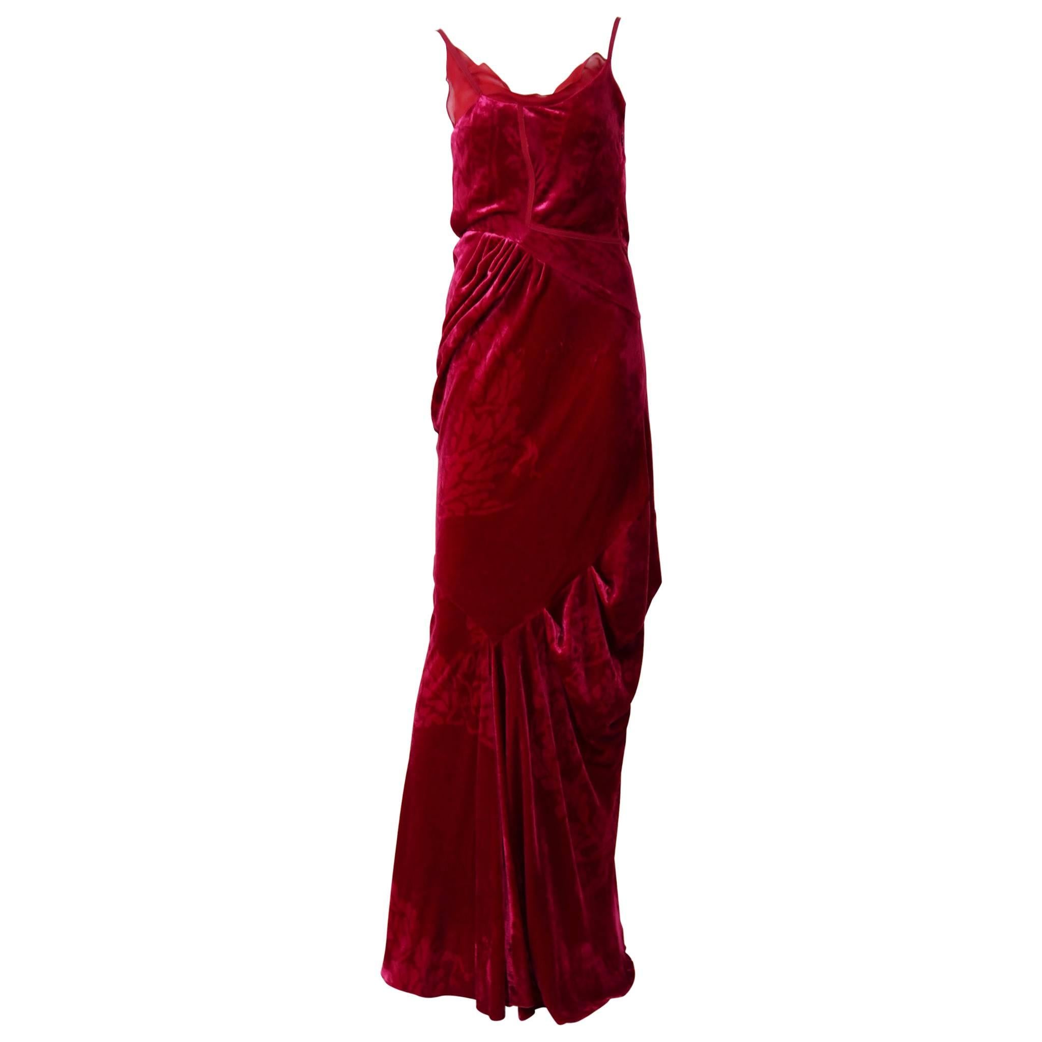 Christian Dior by John Galliano Red Silk Bias Cut Evening Dress