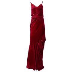 Christian Dior by John Galliano Red Silk Bias Cut Evening Dress