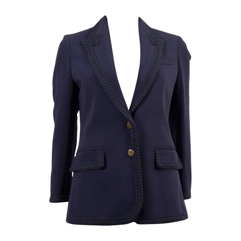 GUCCI navy blue 2019 PASSEMENTERIE TRIM CADY Blazer Jacket 38 XS For Sale