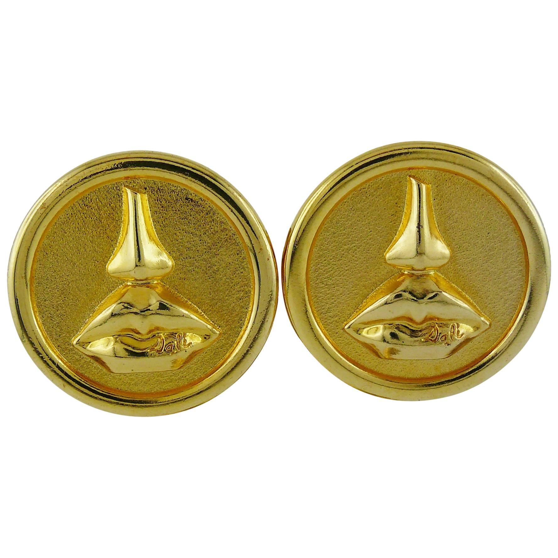 Salvador Dali Parfums Vintage Massive Mouth and Nose Clip-On Earrings