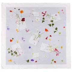HERMES c.2005 Leigh Cooke "Des Fleurs Pour Le Dire" Floral Envelope Print Scraf