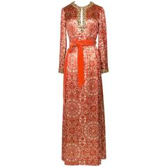 1966/67 Christian Dior Sparkling Broché Orange Dress 12