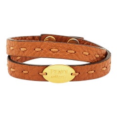 Fendi Selleria Leather Gold Tone Bracelet