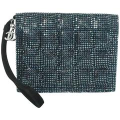 Chanel Blue Rhinestone Quilted Wristlet and Clutch - 12C - NWT 3