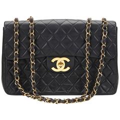 1990s Chanel Black Quilted Lambskin Vintage Maxi Jumbo XL Flap Bag