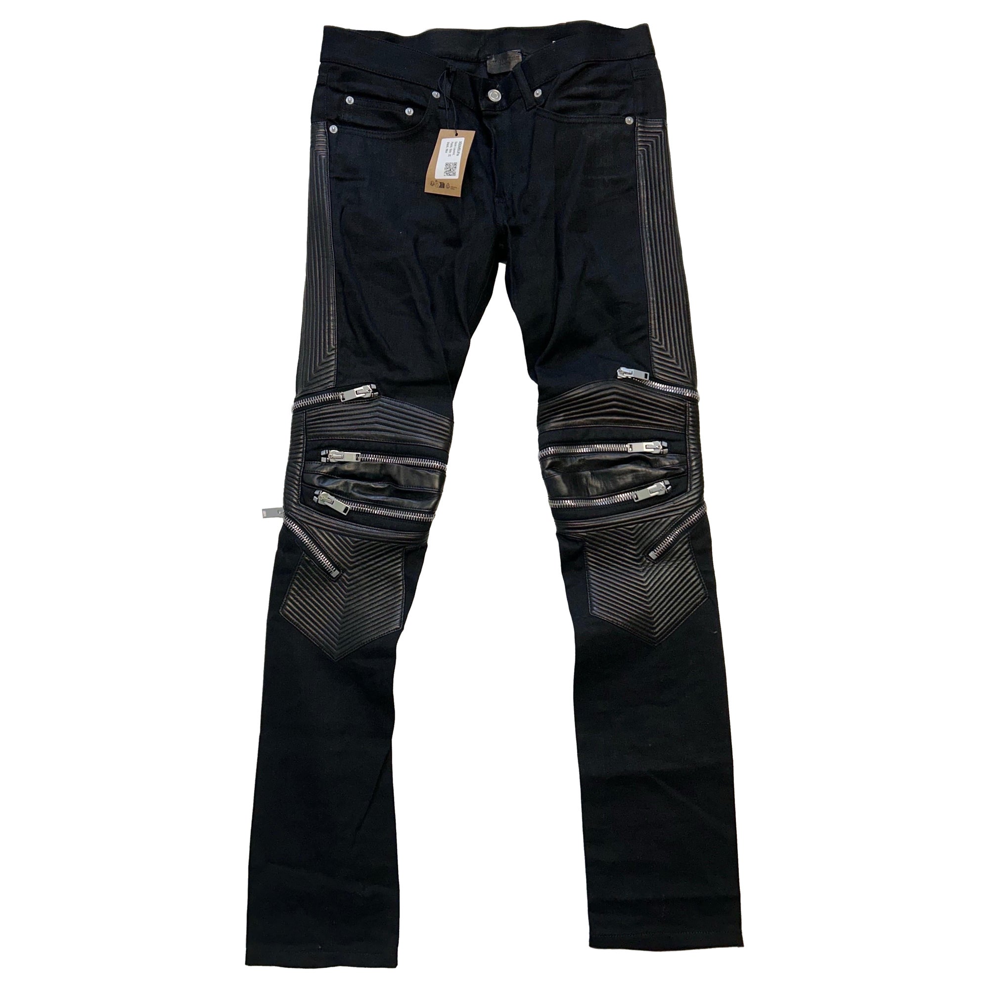 Saint Laurent Paris by Hedi Slimane FW2014 D04 multi zip biker denim For Sale