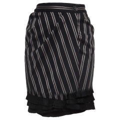 Emporio Armani Black Wool Blend Draped Knee Length Skirt M