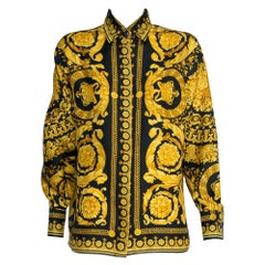 Documented Versace Silk-Twill Baroque Print Shirt Blouse, Fall-Winter 1991