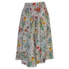Vintage Gucci Linen Flora Print Skirt