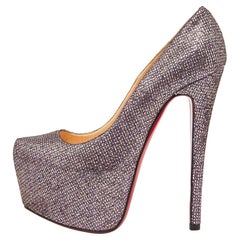 Christian Louboutin Purple Glitter Fabric Daffodile Pumps Size 35.5