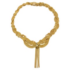 Christian Dior by Grosse 1958 Gilded Metal Braided Choker Necklace