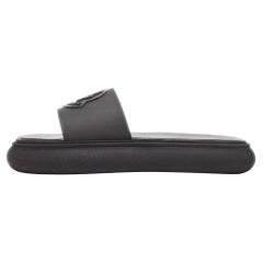 Moncler Black Rubber Slyder Flat Slides Size 39