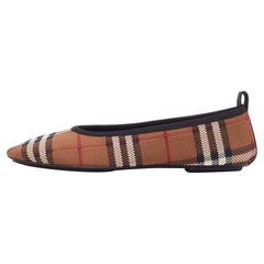 Burberry Brown Check Knit Fabric Ralf Ballet Flats Size 41