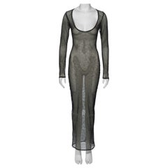 Vintage Vivienne Westwood Glitter Printed Sheer Cotton Mesh Evening Dress, fw 1992