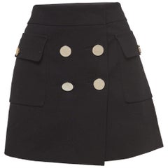 Gucci Black Knit Double Breasted Mini Skirt M