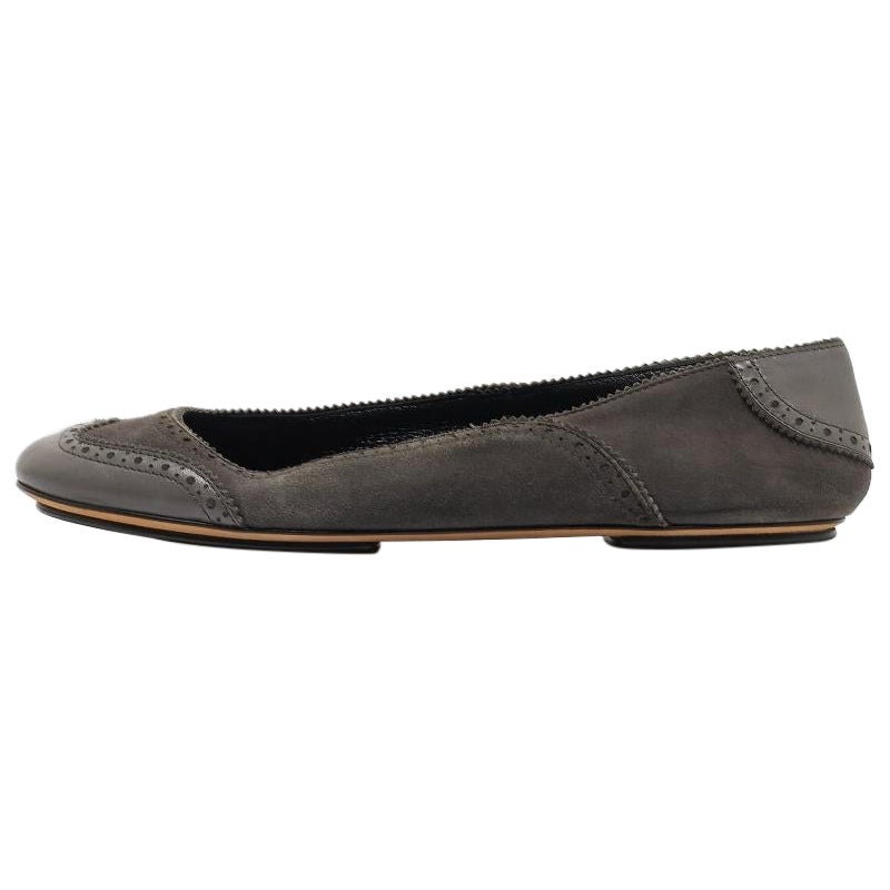 Dolce & Gabbana Grey Leather and Suede Ballet Flats Size 40 For Sale