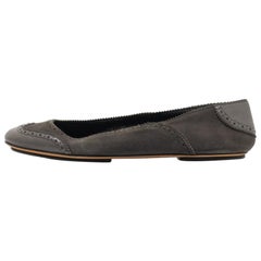 Used Dolce & Gabbana Grey Leather and Suede Ballet Flats Size 40