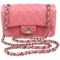 Chanel Pink Lambskin Mini Classic Flap SHW