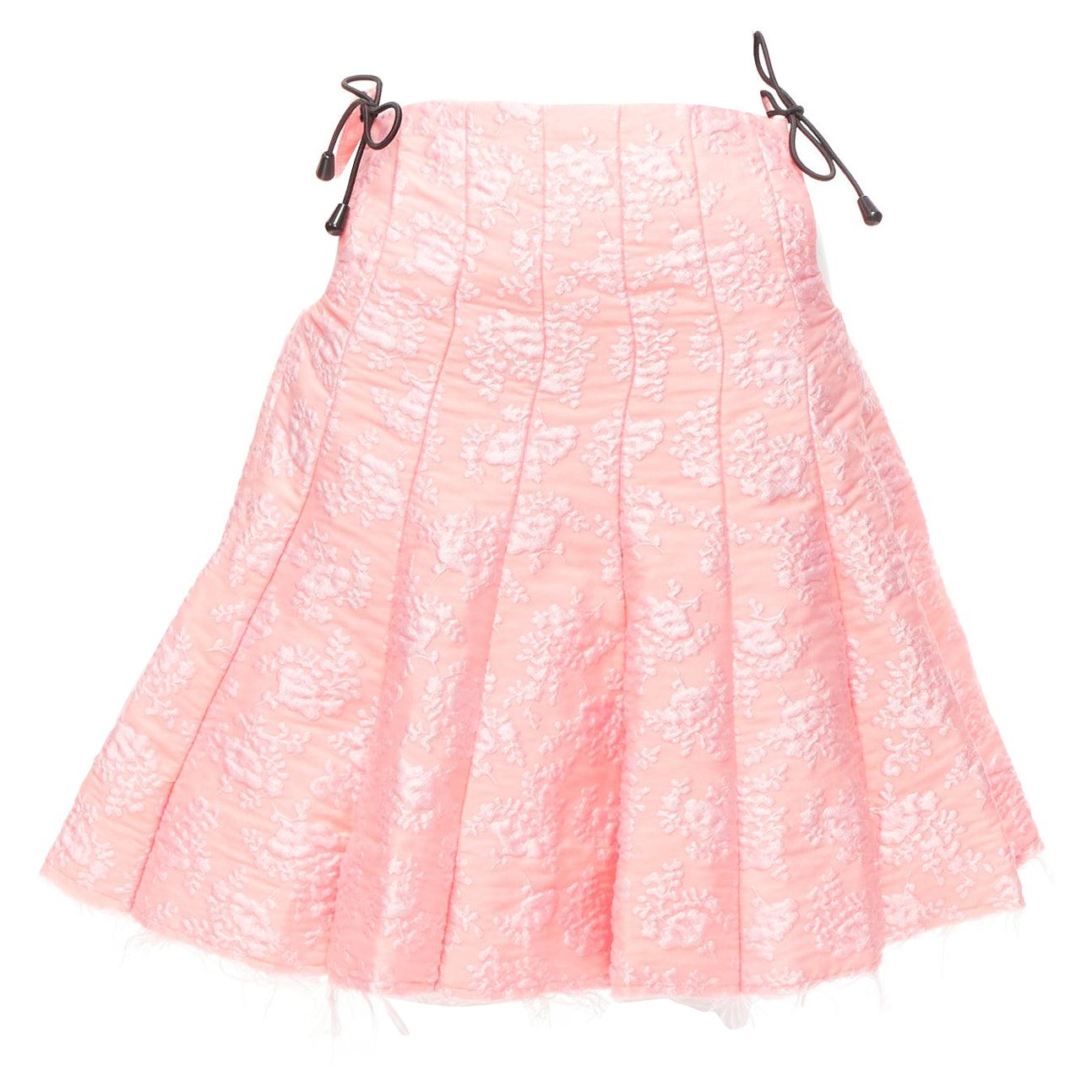SHU SHU TONG light pink cloque bungee cord cut out waist flared skirt UK6 XS For Sale