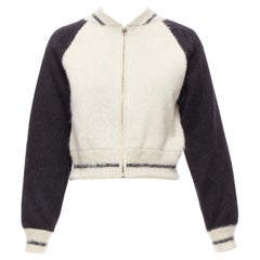 CHRISTIAN DIOR L'Union Fait la Force brushed mohair wool cropped bomber FR34 XXS