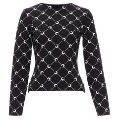 MARINE SERRE 2019 black white Crescent Moon knitted long slevee sweater top M