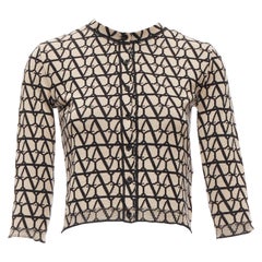 VALENTINO 100% virgin Wolle Iconographe Monogramm Cropped Strickjacke XS