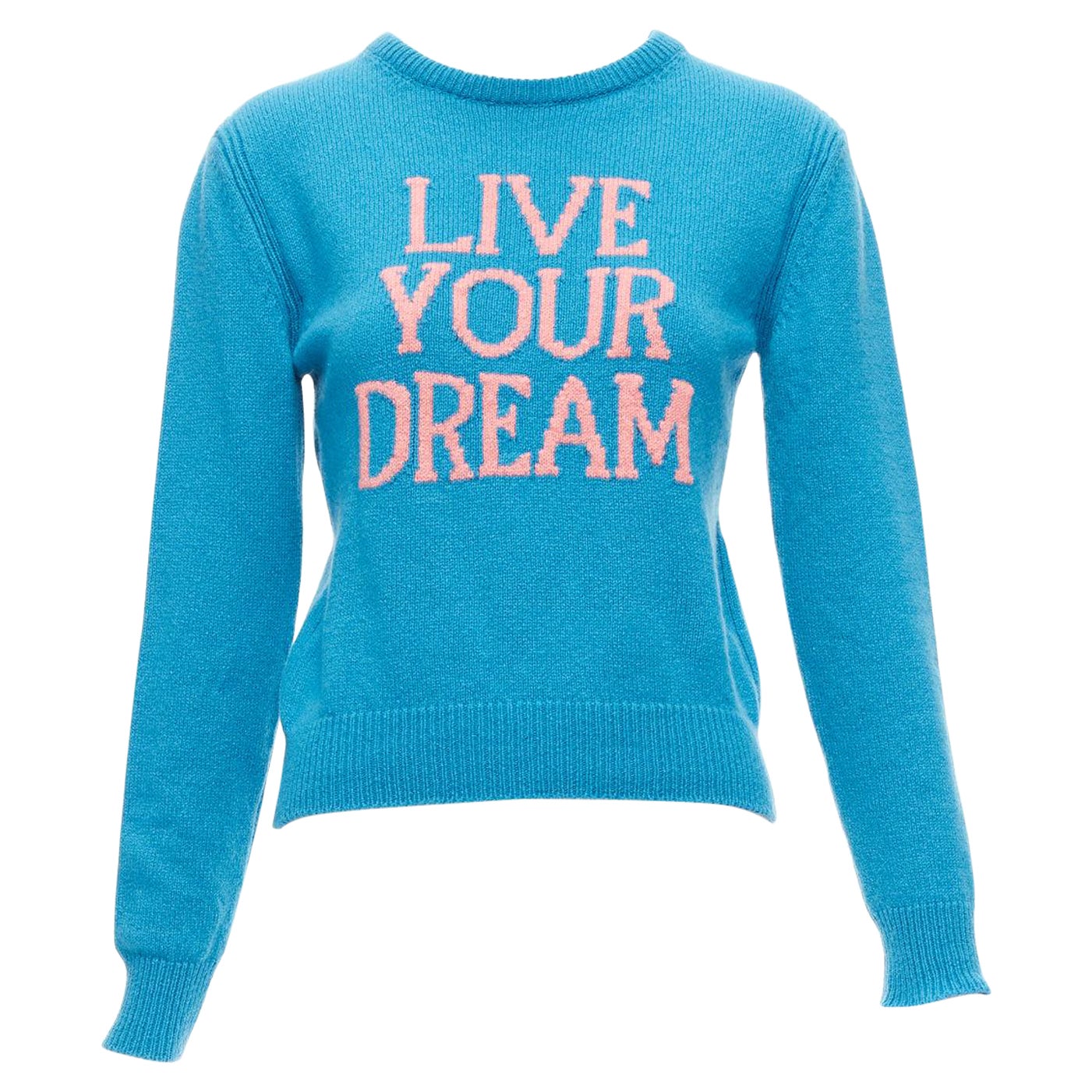 ALBERTA FERRETTI Live YOur Dream blue pink cashmere cropped sweater IT38 XS For Sale