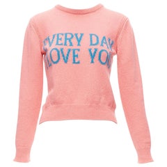 ALBERTA FERRETTI Everyday I Love You pink blue cashmere cropped sweater IT36 XS