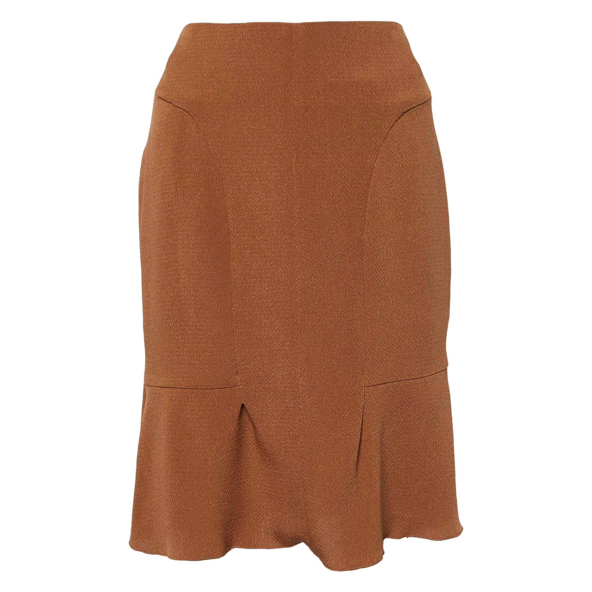 Marni Brown Crepe Double Silk Mini Skirt S For Sale