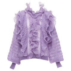 ALBERTA FERRETTI purple ruffle frill loose knit billow sleeve sweater IT40 S