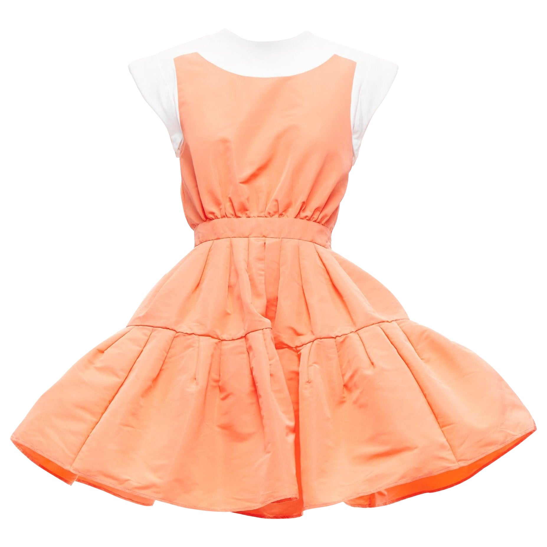 ALEXANDER MCQUEEN apricot taffeta Tromp Loeil cotton tank flared dress IT38 XS