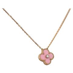 Van Cleef & Arpels Collier 2015 Holiday Pink Alhambra Diamond Ltd Ed Rose Gold