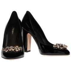 Dolce
Gabbana NEW Black Patent Leather Crystal Chunk Heel Pumps Shoes in Box Dolce
Gabbana NEW Black Patent Leather Crystal Chunk Heel Pumps Shoes in Box