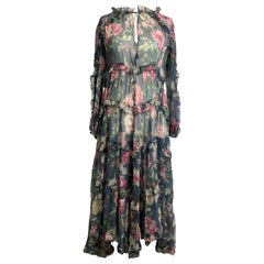 Used Zimmermann blue floreal silk long Dress