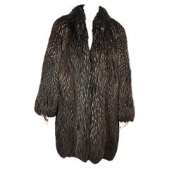Brown Vintage Silver Fox Fur Coat