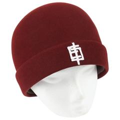 EMILIO PUCCI c.1960's Burgundy "EP" Applique Wool Felt Flapper Style Cloche Hat 8