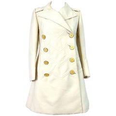 Vintage Ted Lapidus coat in ivory wool from the 1960s