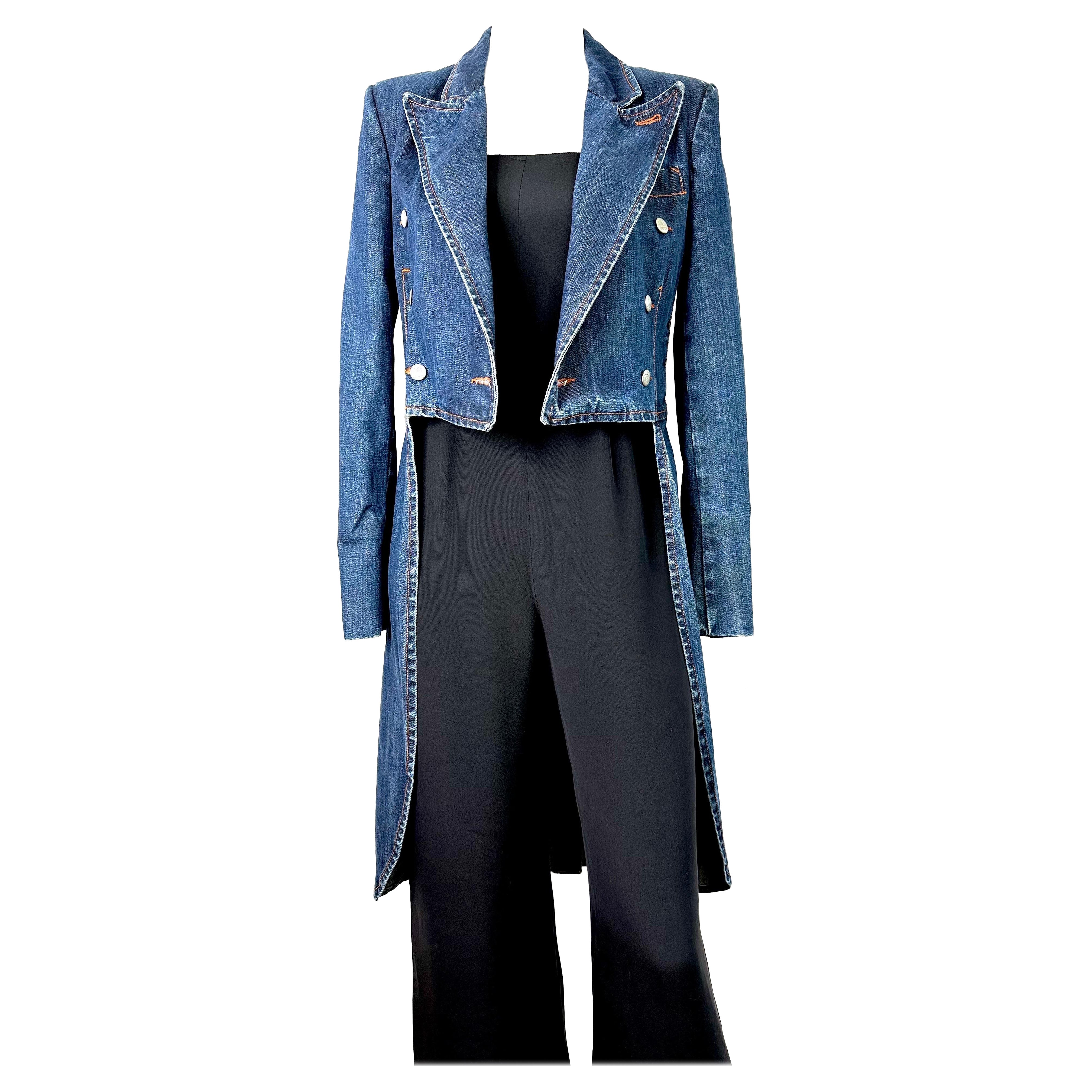 Jean Paul Gaultier vintage jeans tails jacket For Sale