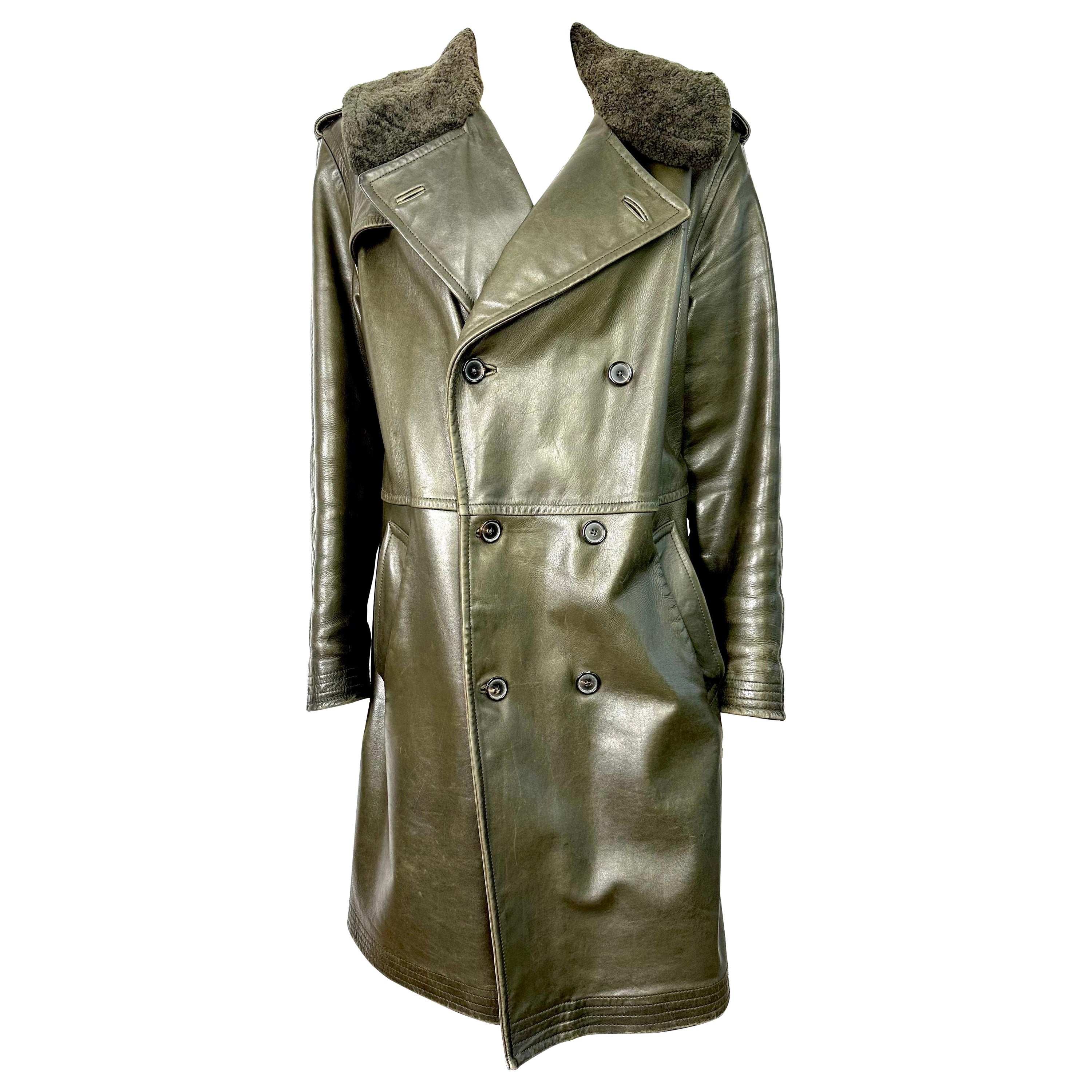 Vintage Ralph Lauren trench coat horsehide leather  For Sale