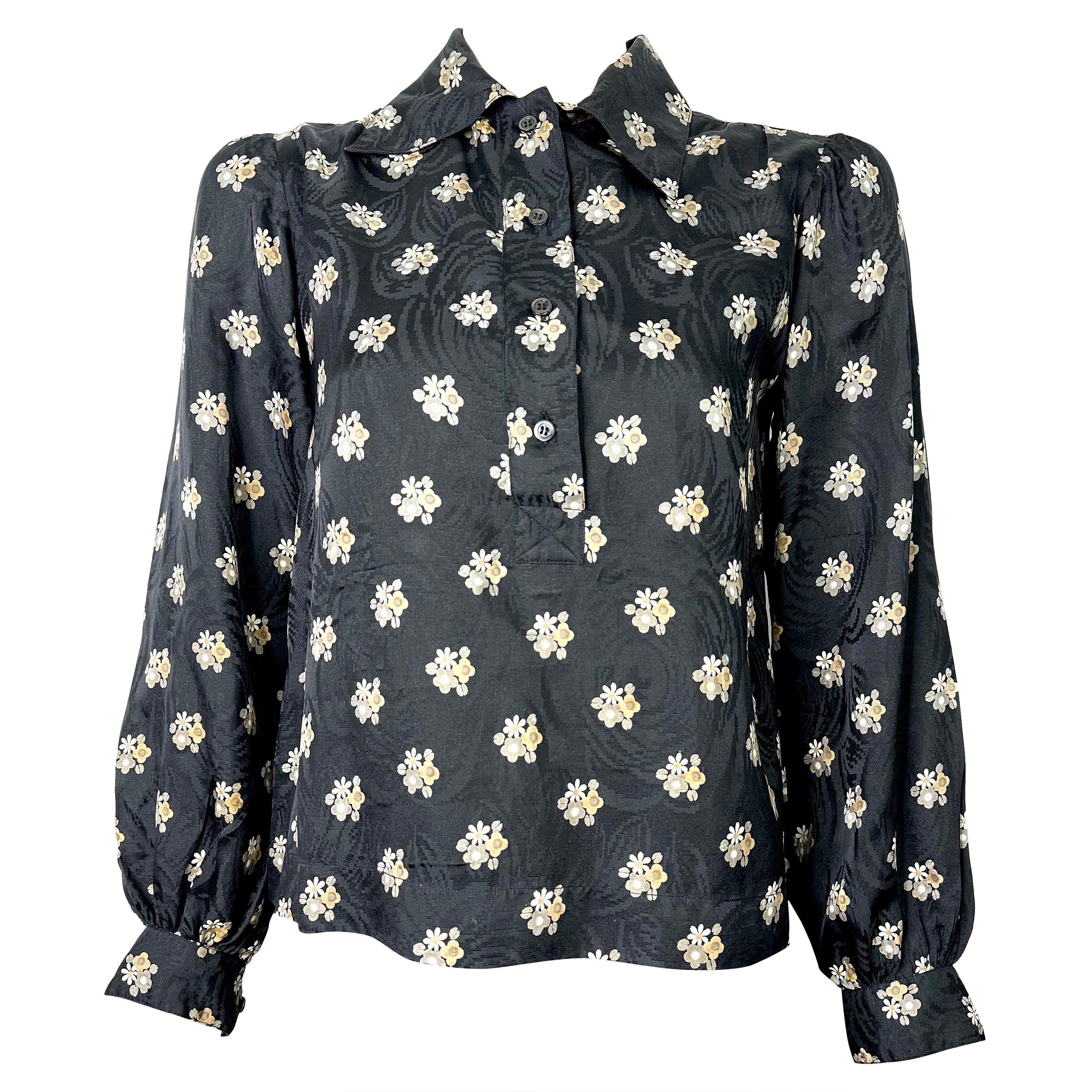 Ysl vintage Yves saint Laurent 70’s silk blouse For Sale