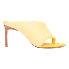 JACQUEMUS Les Mules Limone jaune clair mousseux en cuir d'agneau à talons aiguille EU36